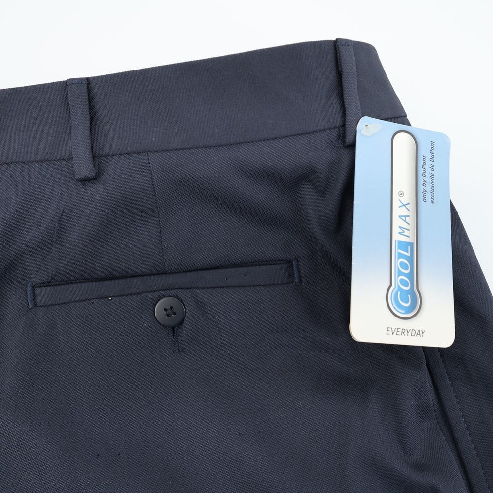 MEW Savane Mens Dark Navy Blue Pleated Classic Fit‎ Cool Max Dress Pants 40x29